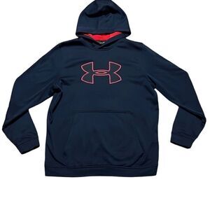 Under Armour Men’s Medium Loose Fit Navy @ Red Hooded Sweatshirt Hoodie